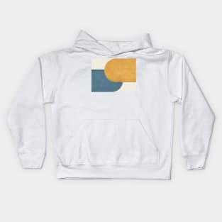 Half Circle Colorblock - Gold Blue and White Kids Hoodie